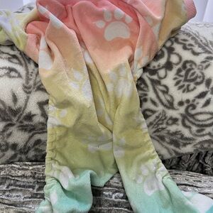 Pastel Tie-Dye Paw Print Blanket